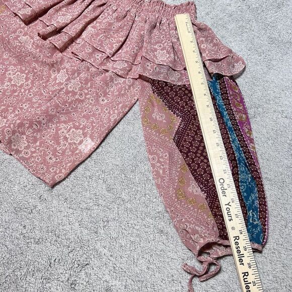 Misa Los Angeles Top Womens XS Pink Floral Sheer Boho Off the Shoulder Lyla - Picture 10 of 12